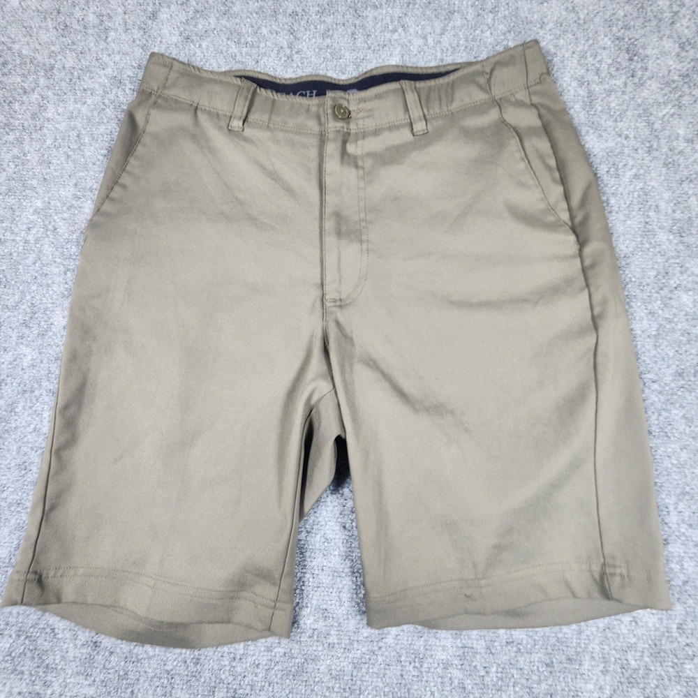 Pebble Beach Dry-Luxe Performance Golf Shorts Men32 Khaki Tan Flat Front Stretch
